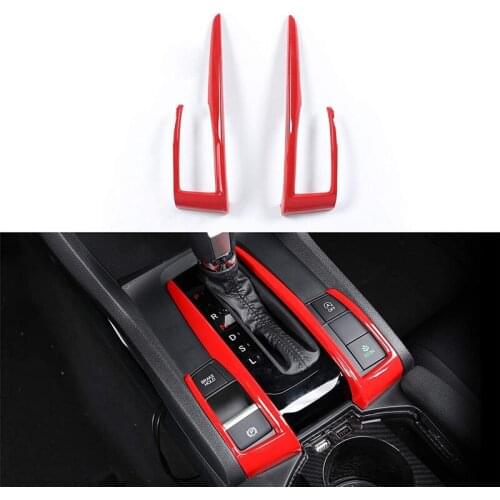 Gear Box Trims Automatic Transmission Shift Boots Decoration Stickers for Honda Civic 10Th Gen (Type R) 2017-2021 Red