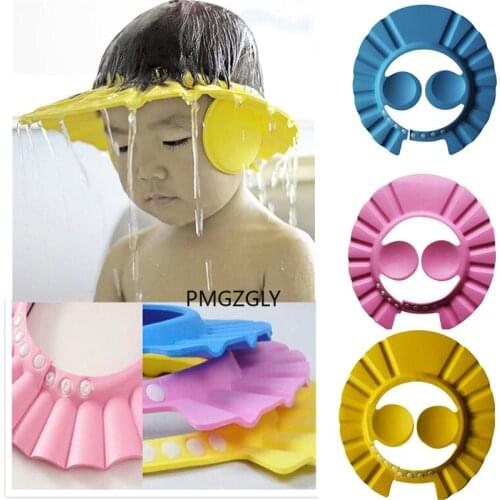 Kids Safe Shampoo Shower Bathing Cap Bath Protect djustable Soft Cap For Baby Wash Hair Shield Children Bathing Hat Shampoo Cap