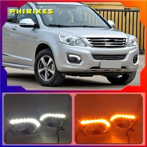 For Great Wall Haval H6 Hover H6 2013-2016 LED Daytime Running Lights Turn signal DRL Drive Light with fog lamp hole