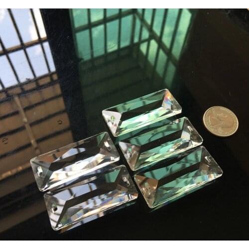 5Pcs Crystal Pendant 2in Glass Rectangular Prism Chandelier Lamp Part Replace DIY Faceted Suncatcher Connector