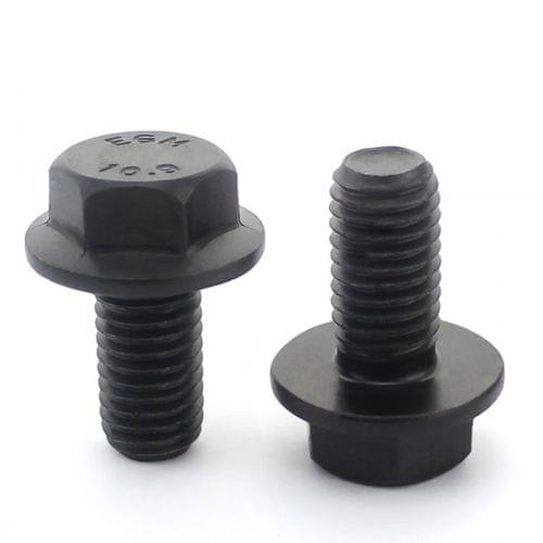 QTY 5 - M6 x 12mm Full-Thread Hex Flange Screws Flanged Frame Bolts Grade 10.9