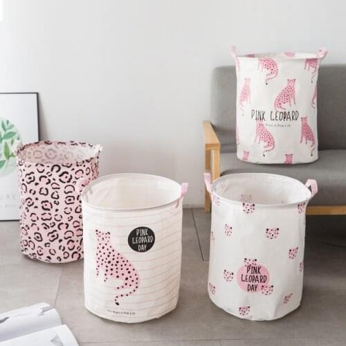 Brand Newleopard print series laundry basket storage bucket home storage folding bedroom storage diameter 35 height 45