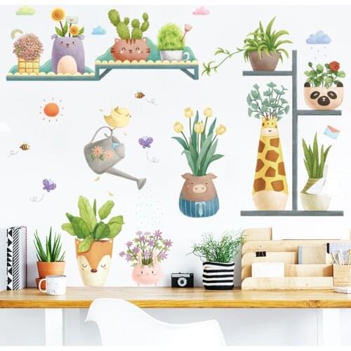 Creative Flower Pot Wall Stickers for Living room Bedroom Kids room Kitchen Potted Plant Vinyl Wall Decals Art Home Decoration