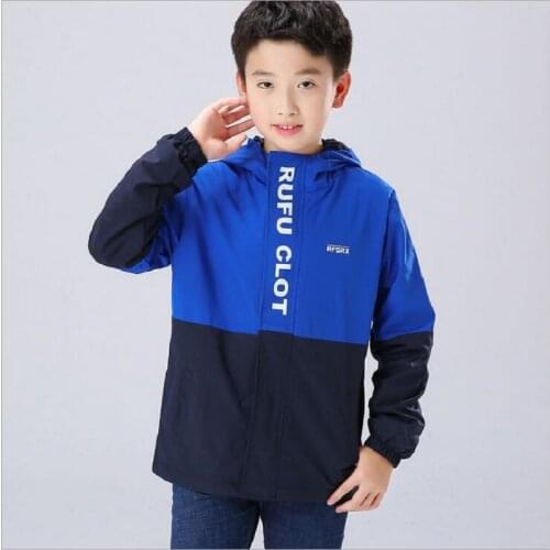 Autumn Jacket Boys Plus Velvet Thick Hooded Coat Childrens Outwear Clothes Spring Windproof Waterproof Jacket For Boys 6-14Year