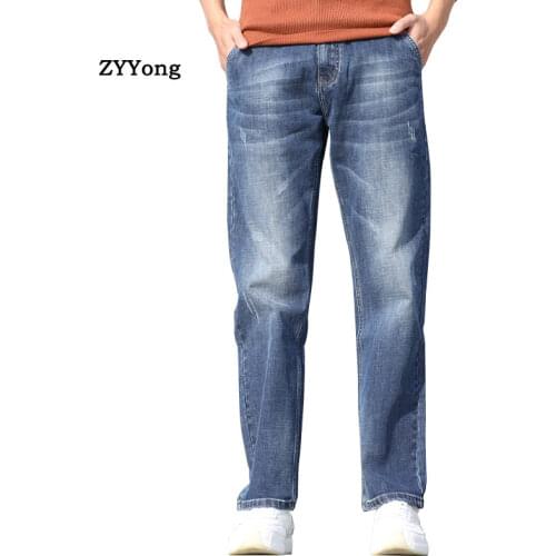 Summer Thin Section Men Retro Large Size Baggy Jeans Washed Denim Trousers Male Hiphop Skateboarder Jeans Blue Wide Leg Pants