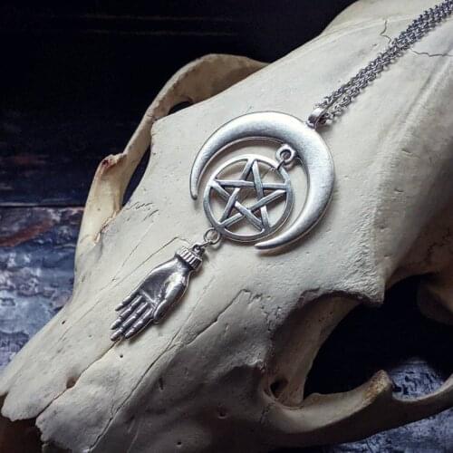 Left Hand Path Goth Dark Necklace Gothic Pentagram 666 Handmade Jewelry