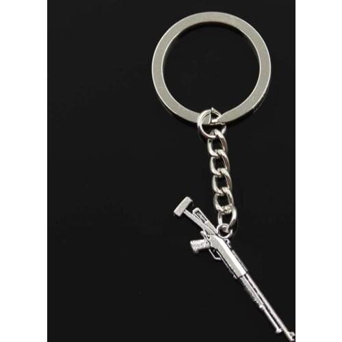 Fashion Sniper Rifle Gun 44x11mm Pendant 30mm Key Ring Metal Chain Silver Color Men Car Gift Souvenirs Keychain Dropshipping