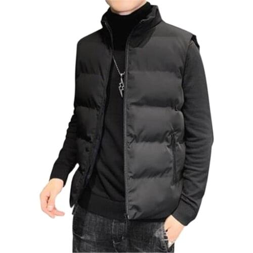 Man Fall Hot Sale Solid Mandarin Collar Single Breasted Thick Down Vests Male Winter Warm Down Waistcoat Men Down Overcoat