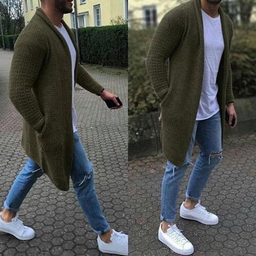 Mens Cardigan Sweater Plus Size Solid Color Long Sleeve Fall New Casual Fashion Coarse Wool Men Clothing Lugentolo