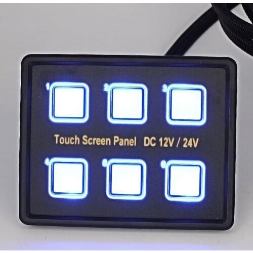 6 Gang Marine Touch Panel Switch Panel Kit Slim 12V 24V For Boat Caravan