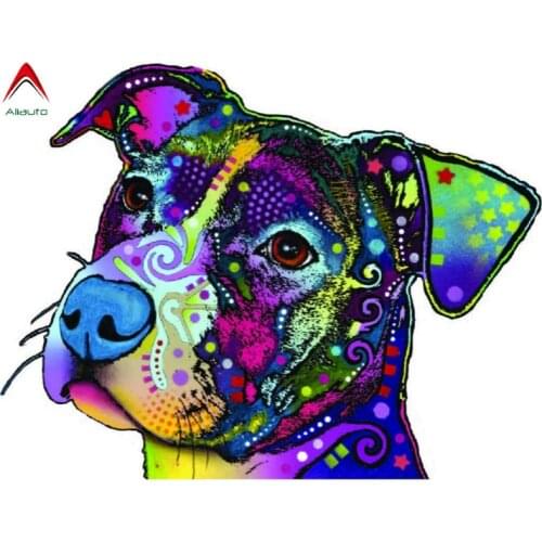 Aliauto Fashion Painting Art Car Sticker Pit Bull Automobiles Accessories Vinyl Decal for Smart Ford Focus Honda Kia,13cm*11cm