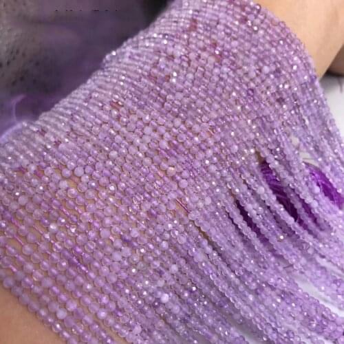 Natural lavender amethyst 2mm 3mm 4mm 5mm round Faceted Gemstone beads for 925 sterling silver Jewelry Making 15inch ICNWAY