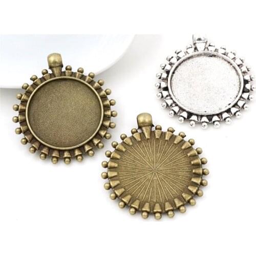 New Fashion 5pcs 25mm Inner Size Antique Silver Plated and Bronze Beads Style Cabochon Base Setting Charms Pendant