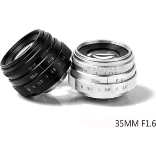 Foleto Fujian 35mm F1.6 CCTV Lens Television TV + Lens Adapter Ring C Mount for canon EOS M nikon j1 sony nex Micro m43 fx A7 A5