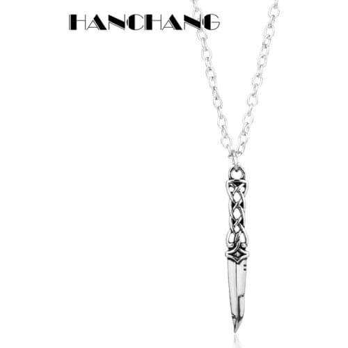 Women men Fashion jewelry Movie Around outlander protective Knot sword necklace Vintage Metal Chain Choker