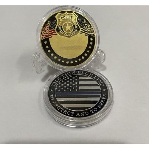 American Pentagram Glory Silver Plated Commemorative Coin Collection Relief Exquisite Coin Blue Life Medal Challenge Coin