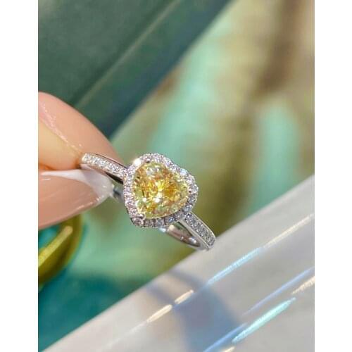 Natural 1.19ct Unheat Yellow Sapphire Gemstone Diamonds Pure 18 K Gold Jewelry For Women Birthdays Presents Rings