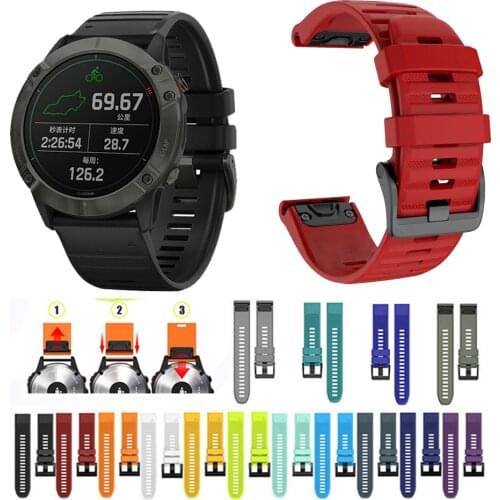 26 22 20mm Watchband For Garmin Fenix 6 6X Pro 5 5X Plus 3HR Silicone Band Fenix6 Fenix5 Watch Quick Release Easyfit Wrist Strap