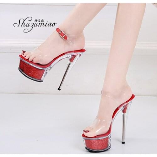 Female Shoes Large Size High Heels Sandals 15cm Stripper Shoes Summer Sexy Wedding Party Shoes Women Gladiator Platform Sandals