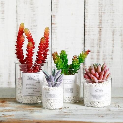 Nordic Glass Storage Jar Bottle With Sticker Chic Desk Minimalist Succulents Bottle Organizer Storage Plant Vase Home Decor