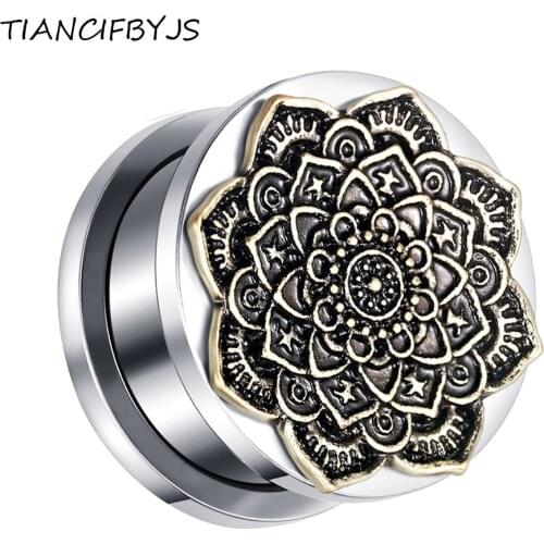 TIANCIFBYJS Copper Flower Screw In Flesh Tunnel Ear Stretchers Plugs and Tunnels Piercing Ear Plug Expander Body Jewelry 70pcs