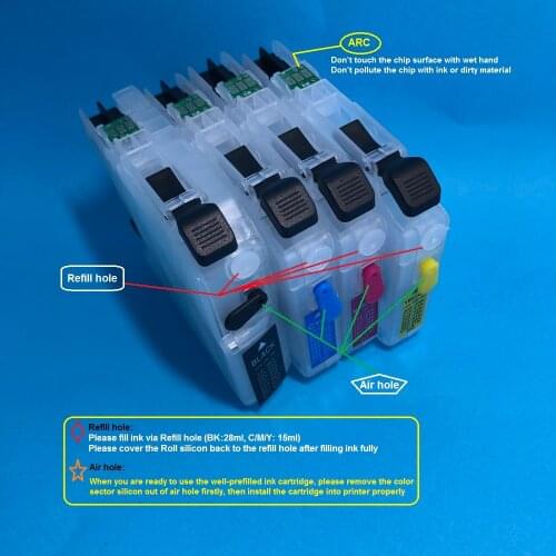 YOTAT Refillable LC203 LC201 ink cartridge for Brother MFC-J4320DW MFC-J4420DW MFC-J4620DW MFC-J5520DW MFC-J5620DW MFC-J5720DW