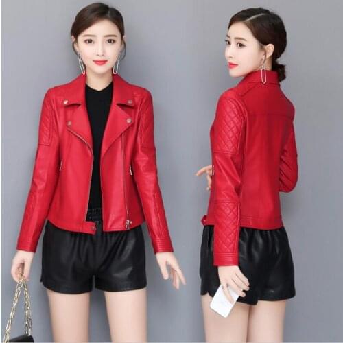 Big Size 4XL Women Leather Jacket New 2021 Motorcycle Womens Leather Clothing Short Slim Leather Coat Female Jackets Black PU