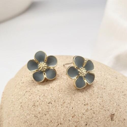 SHELA Flower Stud Earrings for WomenVintage Korean Style Fashion Jewelry Pendientes wholesale S925 Sterling SilverPins
