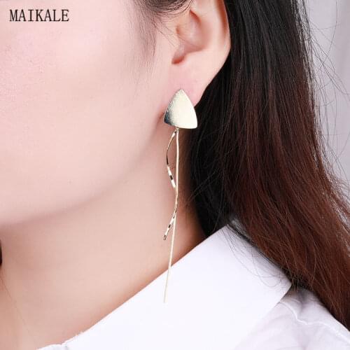 MAIKALE New Fashion Tassel Long Earrings Gold Silver Color Plated Statement Earrings Triangle Dangle Earrings for Women Jewelry