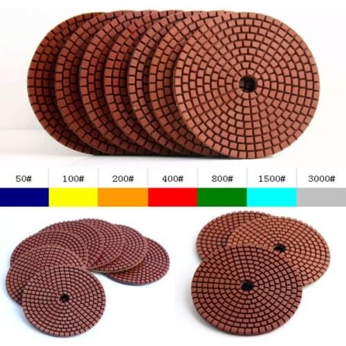 10pc/set by grit Wet 4"(100mm) with 2.5mm wet diamond polishing disc for Granite and Marble