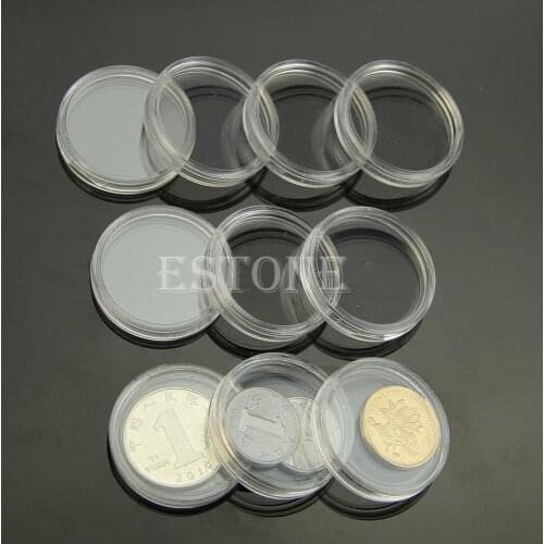 10pcs 30mm Applied Clear Round Cases Coin Plastic Storage Capsules Holder Round organizer