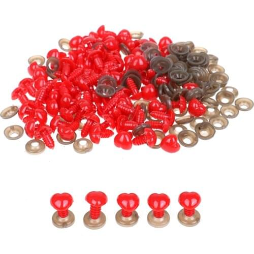 100pcs Heart Shape Doll Nose Plastic Safety Eyes Nose for Sewing Crafting Bear Doll Stuffed Craft Doll Making 12mm