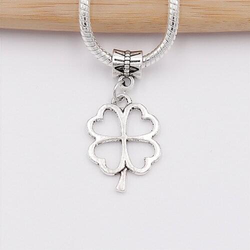 Classic beads 20pcs Four-leaf clover charm fit bracelet pendants for diy jewelry making