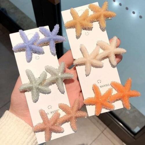 （2pcs in）Fashion girls twinkling bling starfish hairclip pin deco accessoris
