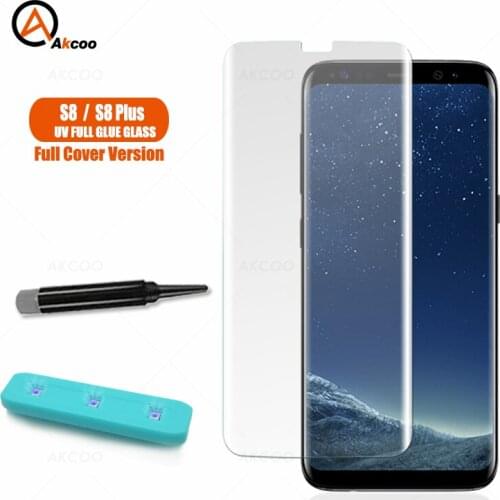 Akcoo S8 Screen Protector UV Full Glue Tempered Glass for Samsung Galaxy S8 Plus full Cover glass film 9H anti fingerprint