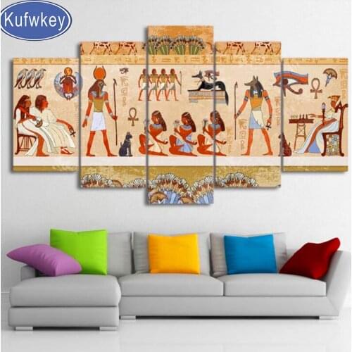 5 Panel 5D DIY Diamond Embroidery,Egyptian,Ancient,Dynasty,Diamond Painting,Cross Stitch,3D,Diamond Mosaic,mazayka,handmade Art