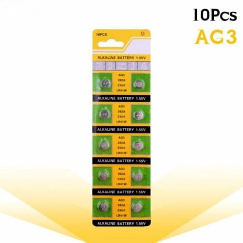 10 Pcs/bag AG3 Button Coin Battery for Watch Toy Remote Control SR41 192 1.55V L736 384 SR41SW CX41 LR41 392 AG 3