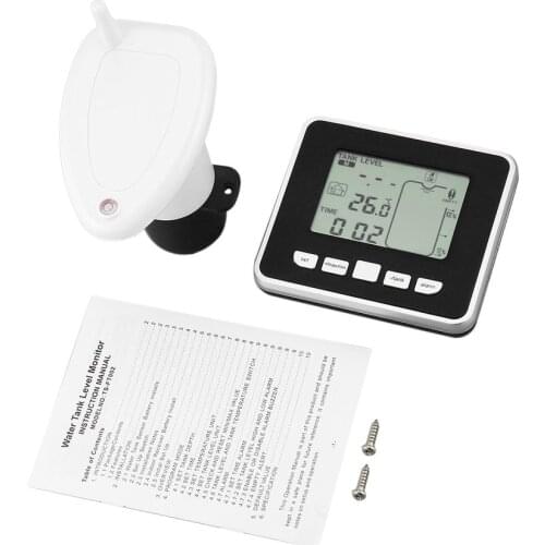 Ultrasonic Wireless Water Tank Liquid Depth Level Meter Sensor With Temperature Display with 3.3 Inch LED Display LCD 0-15m