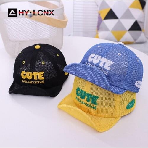 Summer New Cotton Breathable Letter Embroidery Cute Soft Brim Baseball Cap Boy Girl Outdoor Leisure Sun Net Monochrome Cap
