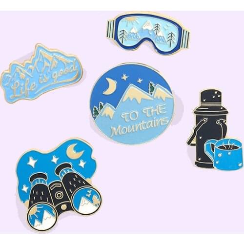 Travel Woolen Enamel Pin Water Bottle Mountaineering Brooch Bag Clothes Lapel Pin Sasha Away Badge Cartoon Jewelry Gift For Kids