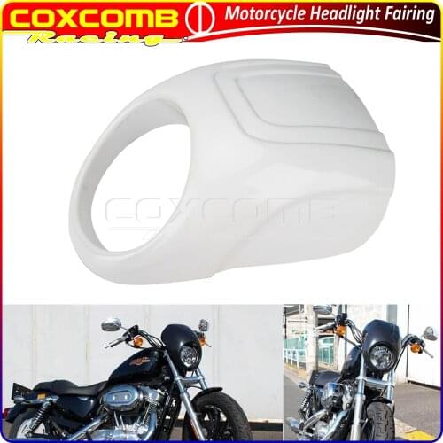 Black/White Motorcycle 5.75inch Headlight Fairing Front Light Mask For Harley Sportster XL883 Iron XL1200 48 72 Cafe Racer