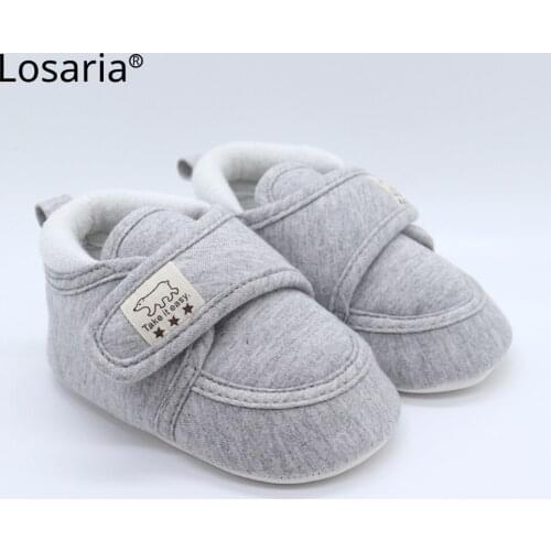Losaria Baby Shoes for Boys Girls 0-18 Months Winter Cotton Upper Non-slip Rubber Sole Toddler Shoe Lightweight Velcro Footwear