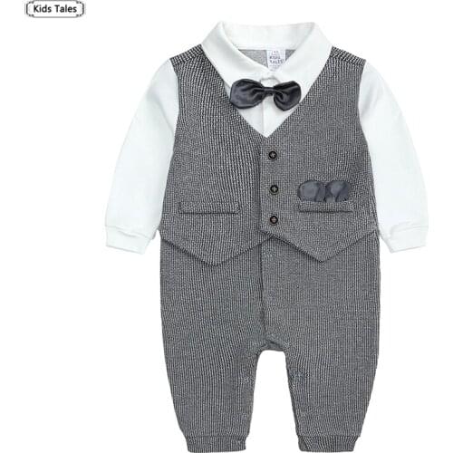 Kids Tales New Style Autumn Baby Boy Rompers Cotton Gentleman Clothing Toddler Prince Costume Infant Jumpsuits Boys Clothes