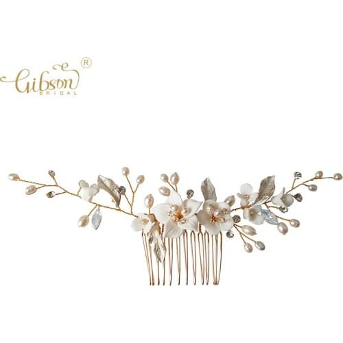 Elegant Hair Comb Flower Pearl Wedding Accessories Handmade Headpiece For Bridal Shower Hen Party