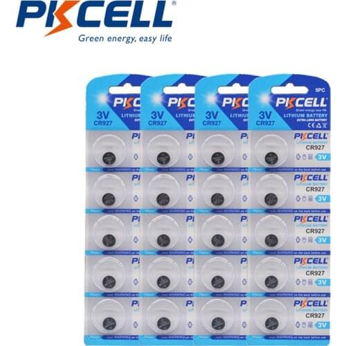 20pcs PKCELL 3V Lithium Battery CR927 BR927 ECR927 5011LC CR 927 DL927 Button Cell Coin Batteries For Watch Electronic Toy