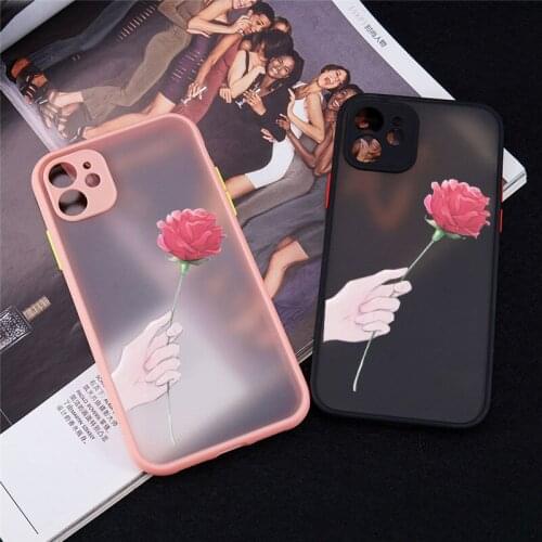 Fashion Red Rose Flower Phone Case For iPhone 11 12 Pro MAX XS X XR SE 20 7 8Plus Art Printing Shockproof Hard Matte Cover Shell