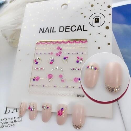 Mini Nails Art Decoration Stickers Set Flower Rhinestone DIY Nail Art Decal Set Self-adhesive 3D Nails Sticky Nail Art Supplies