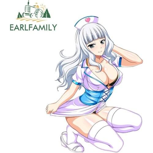 EARLFAMILY 13cm x 9.4cm for Sexy Anime Nurse Stickers DIY Waterproof Personality 3D Car Decal Suitable for VAN RV Race Car Door