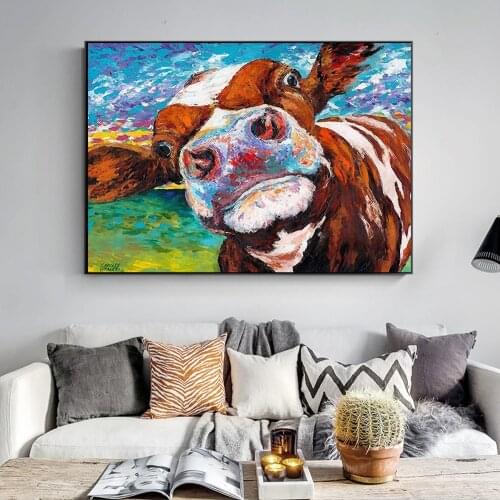 Color Cow Animal Art Modern Canvas Painting Cuadros Posters Print Wall Art for Living Room Home Decor