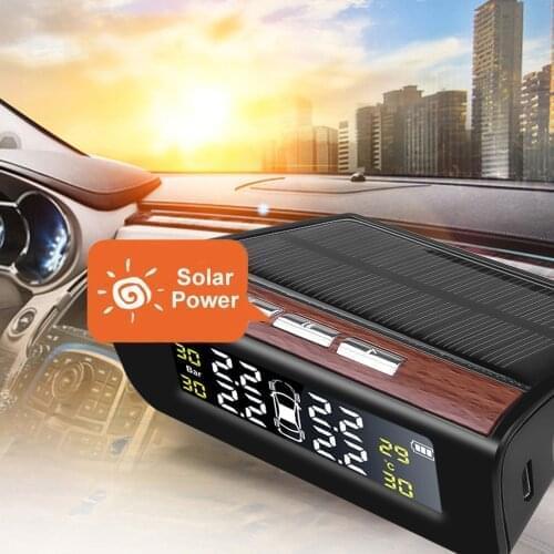 Newest Smart Car TPMS Tyre Pressure Monitoring System Solar Power Digital LCD Display Auto Security Alarm Systems Tyre Pressure